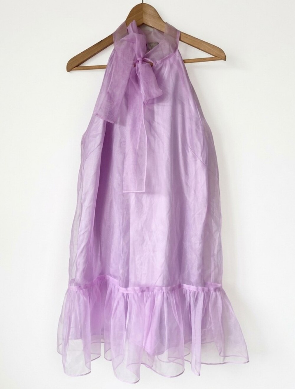 Chelsea28 Lilac Tulle Halter Mini Dress with Neck Tie - Size M